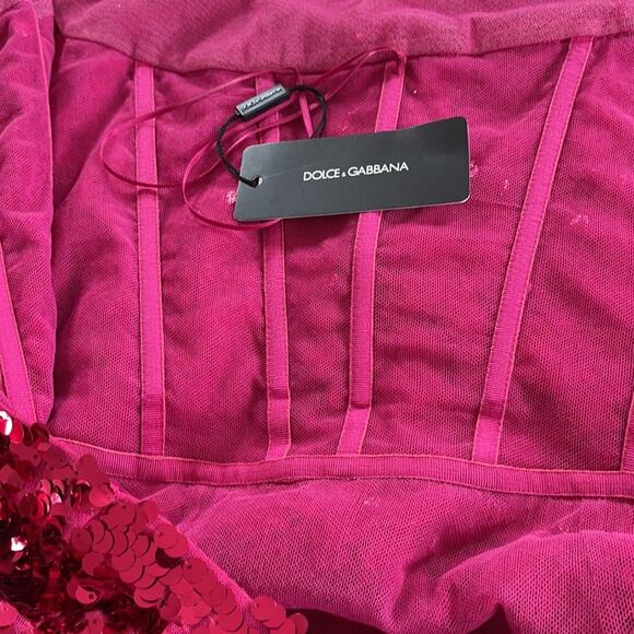 Dolce & Gabbana Fuchsia Fitted Sequin Dress IT 48 - Picture 15 of 16